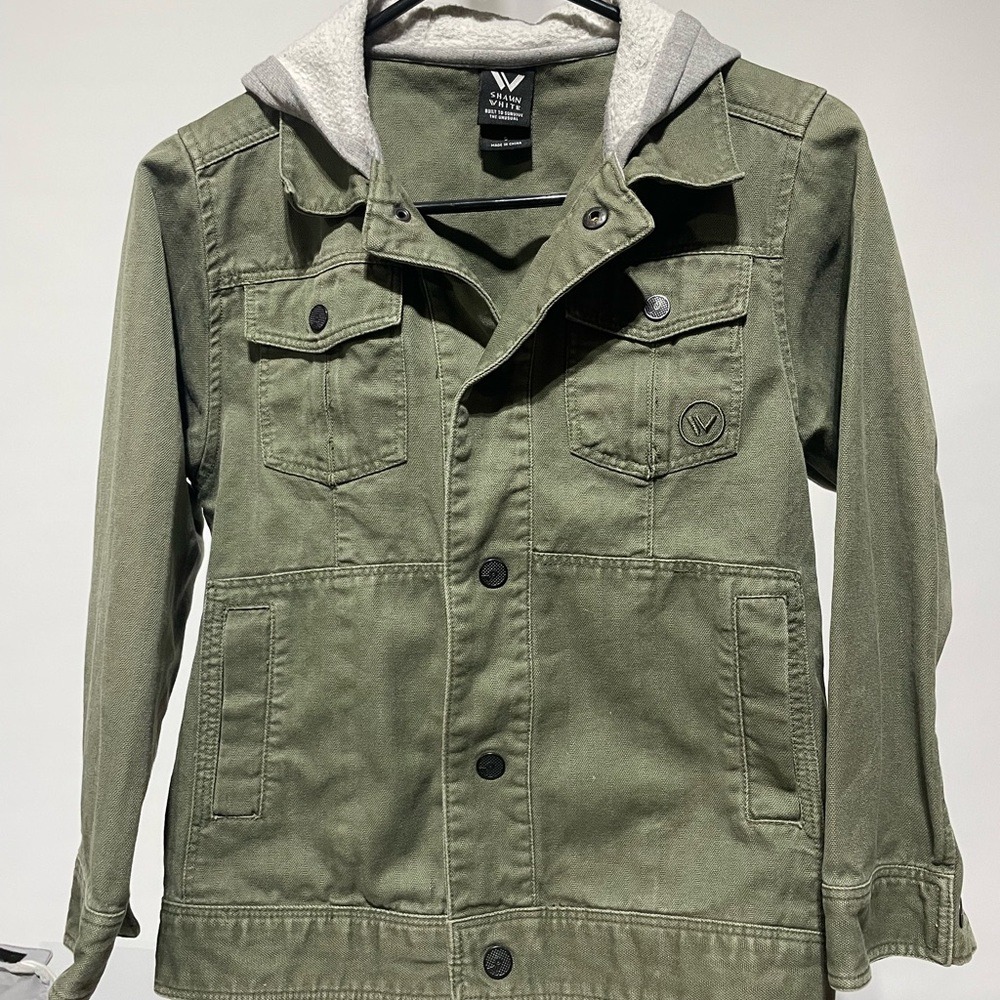 Shaun White Green Button Front Hooded Jacket women's small